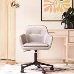Westerleigh Office Task Chair Light Gray Velvet - Cosmoliving By Cosmopolitan