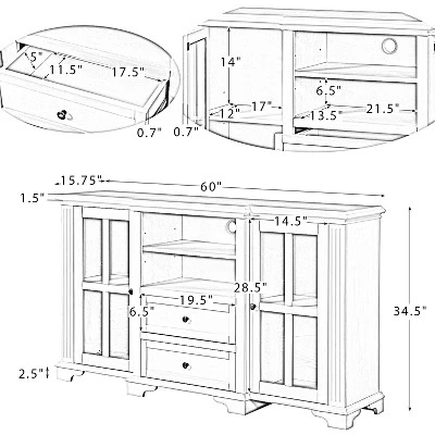 Cedric Living Room TV Stand For TVs Up To 65" With 2 Drawers And Shelf | KARAT HOME 12 Cedric Living Room TV Stand For TVs Up To 65" With 2 Drawers And Shelf | KARAT HOME - Image 10