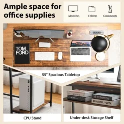 Costway 55'' Computer Desk Home Office PC Workstation W/ Power Outlets & USB Ports Rustic / Black 18 Costway 55'' Computer Desk Home Office PC Workstation W/ Power Outlets & USB Ports Rustic / Black -Homcom Furniture Shop GUEST 5b05e10a 9e65 4c20 a47a d639e223e171