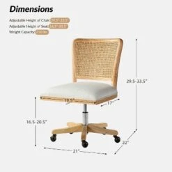 Crisolina Office Task Chair With Rattan Back Height-adjustable Computer Desk Chair Swivel | Karat Home-Linen -Homcom Furniture Shop GUEST 5bf7b1f5 d756 4cbe beac 5ee69ce36761