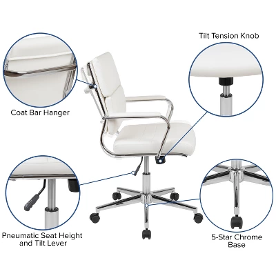 Merrick Lane Ergonomic Swivel Office Chair Panel Style Mid-Back Computer Desk Chair With Padded Metal Arms & Base 12 Merrick Lane Ergonomic Swivel Office Chair Panel Style Mid-Back Computer Desk Chair With Padded Metal Arms & Base - Image 10