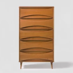 Mid-Century Modern Contoured 5 Drawer Chest Of Drawers - Saracina Home -Homcom Furniture Shop GUEST 5caa653a 811e 463e 86f8 f53ad4b36c6e