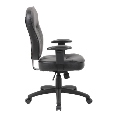 Leather Task Chair With Adjustable Arms Black - Boss Office Products 5 Leather Task Chair With Adjustable Arms Black - Boss Office Products - Image 3