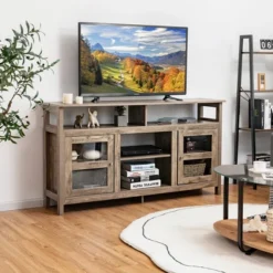 Costway 58'' TV Stand Entertainment Console Center W/ 2 Cabinets Up To 65'' GreyBlackWalnut -Homcom Furniture Shop GUEST 5d1fb3ac c193 4063 82e5 375b476fb9c5
