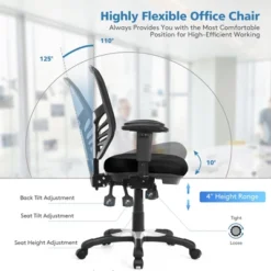 Costway Mesh Office Chair 3-Paddle Computer Desk Chair W/ Adjustable Seat -Homcom Furniture Shop GUEST 5dd32a85 5d52 404e 88f4 c9abafcea4e4