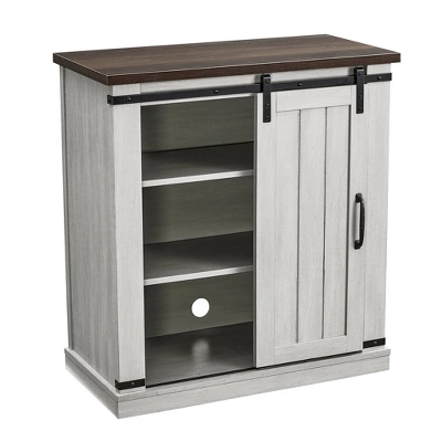 32" TV Stand For TVs Up To 40" Saw Cut Off White With Dark Walnut Desktop - Home Essentials 7 32" TV Stand For TVs Up To 40" Saw Cut Off White With Dark Walnut Desktop - Home Essentials - Image 5