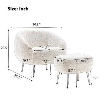 Modern Accent Chair, Teddy Short Plush Particle Velvet Armchair With Ottoman-ModernLuxe 10 Modern Accent Chair, Teddy Short Plush Particle Velvet Armchair With Ottoman-ModernLuxe - Image 8