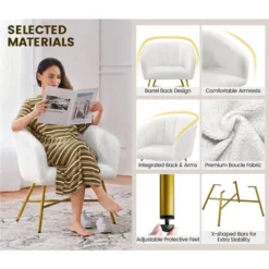 Yaheetech Boucle Barrel Chair Accent Chair With Armrest, White -Homcom Furniture Shop GUEST 5e8daad7 a078 4595 9f0e 38497efa191f