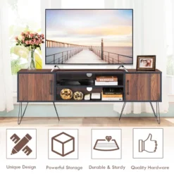 TV Stand Media Center Storage Cabinet & Shelf Hold Up To 60''TV W/ Metal Leg -Homcom Furniture Shop GUEST 5fbbb304 3b73 4292 bef3 0a72059db5a7