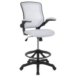 Flash Furniture Mid-Back Mesh Ergonomic Drafting Chair With Adjustable Foot Ring And Flip-Up Arms -Homcom Furniture Shop GUEST 606a7532 cdc3 416b 93b0 7f08e8218118
