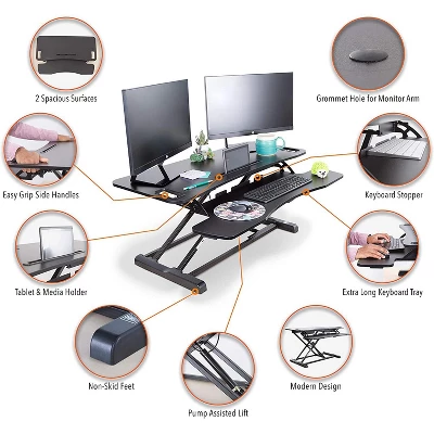 FlexPro Hero Standing Desk Converter - 37” Sit To Stand Desk With Keyboard Tray – Stand Steady 6 FlexPro Hero Standing Desk Converter - 37” Sit To Stand Desk With Keyboard Tray – Stand Steady - Image 4