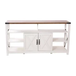 60" Brayden Modern Farmhouse TV Stand For TVs Up To 64" With Storage Cabinets White/Rustic Oak - Taylor & Logan 18 60" Brayden Modern Farmhouse TV Stand For TVs Up To 64" With Storage Cabinets White/Rustic Oak - Taylor & Logan -Homcom Furniture Shop GUEST 6184b9d7 70bc 4569 89f4 06e668b39c6a