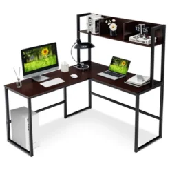 Costway 55''L-Shaped Desk Corner Computer Desk Writing Workstation Table W/Hutch 23 Costway 55''L-Shaped Desk Corner Computer Desk Writing Workstation Table W/Hutch -Homcom Furniture Shop GUEST 61b1a50f 4d8a 4d1b 90a0 5a9593a191d3
