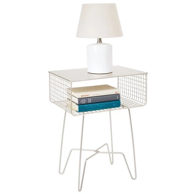 MDesign Modern Farmhouse Home Decor End Table, Metal Wire Storage Shelf 4 MDesign Modern Farmhouse Home Decor End Table, Metal Wire Storage Shelf - Image 2