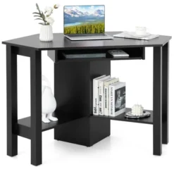 Costway Wooden Corner Desk With Drawer Computer PC Table Study Office Room Black -Homcom Furniture Shop GUEST 64f4b61f 408d 4871 8f33 7bc97eba18d8