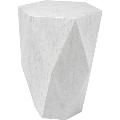 Uttermost Modern White Ceruse Geometric Accent Side End Table 18 1/2" X 17" For Living Room Bedroom Bedside Entryway House Office 3 Uttermost Modern White Ceruse Geometric Accent Side End Table 18 1/2" X 17" For Living Room Bedroom Bedside Entryway House Office