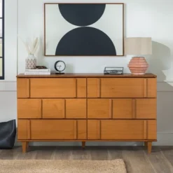 Modern Vertical Accent Solid Wood 6 Drawer Double Dresser - Saracina Home -Homcom Furniture Shop GUEST 666b6db8 6305 47ae a961 acc292975524