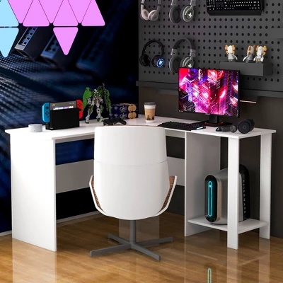 Costway L-shaped Corner Computer Desk Home Office Writing Workstation With Storage Shelves 3 Costway L-shaped Corner Computer Desk Home Office Writing Workstation With Storage Shelves