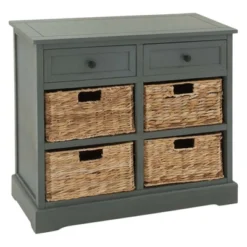 Wood Console 4 Wicker Baskets 2 Drawers Blue - Olivia & May -Homcom Furniture Shop GUEST 68408c3b 471a 4cf0 8909 41d6a83cacd9