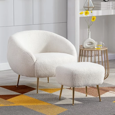Modern Accent Chair, Teddy Short Plush Particle Velvet Armchair With Ottoman-ModernLuxe 11 Modern Accent Chair, Teddy Short Plush Particle Velvet Armchair With Ottoman-ModernLuxe - Image 9