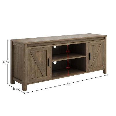 65-inch TV Stand – 2-Door Entertainment Center, Adjustable Media Console Shelves, Cable Management And Farmhouse Style By Lavish Home (Gray Woodgrain) 3 65-inch TV Stand – 2-Door Entertainment Center, Adjustable Media Console Shelves, Cable Management And Farmhouse Style By Lavish Home (Gray Woodgrain)