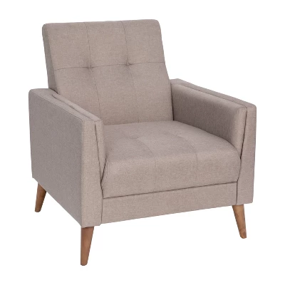 Emma And Oliver Upholstered Mid-Century Modern Arm Chair With Tufted Seat And Back, Pocket Spring Support And Wooden Legs 12 Emma And Oliver Upholstered Mid-Century Modern Arm Chair With Tufted Seat And Back, Pocket Spring Support And Wooden Legs - Image 10