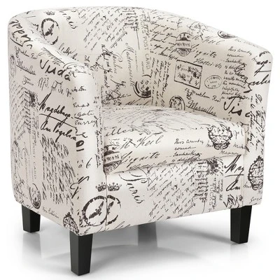 Costway Barrel Modern Accent Tub Upholstered Chair French Print W/ Ottoman 9 Costway Barrel Modern Accent Tub Upholstered Chair French Print W/ Ottoman - Image 7