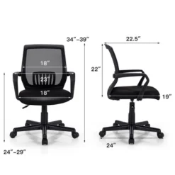 Costway Mesh Office Chair Height Adjustable Executive Chair W/ Lumbar Support