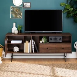 Modern Vinyl Record Player Storage TV Stand For TVs Up To 65" Dark Walnut - Saracina Home 21 Modern Vinyl Record Player Storage TV Stand For TVs Up To 65" Dark Walnut - Saracina Home -Homcom Furniture Shop GUEST 6c93749b 723f 48d5 b9a2 78d4a4813679