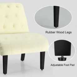 Costway Armless Accent Chair Upholstered Tufted Lounge Chair Wood Leg -Homcom Furniture Shop GUEST 6ccd2806 4f34 46d7 81f9 ea809b0f5bac