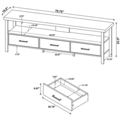 Morello 3 Drawer TV Stand For TVs Up To 80" Weathered Pine - Coaster -Homcom Furniture Shop GUEST 6d132b3b c1c4 4e25 84a7 496d3871b343