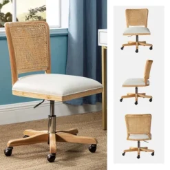 Crisolina Office Task Chair With Rattan Back Height-adjustable Computer Desk Chair Swivel | Karat Home-Linen -Homcom Furniture Shop GUEST 6d2219a0 7b56 49f5 9119 9d48754dc35e