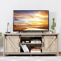 Costway TV Stand Media Center Console Cabinet Sliding Barn Door For TV's 60'' -Homcom Furniture Shop GUEST 6d543b65 0b16 43d5 a013 378b074e3746