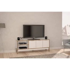 Boston TV Stand For TVs Up To 75" White/Light Brown - Polifurniture -Homcom Furniture Shop GUEST 70423819 beca 46f6 aecf 218a554caff1