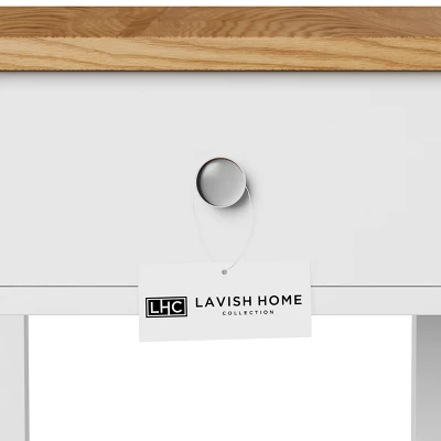 Hastings Home Narrow Side Table With Drawer And Storage Shelf - White/Honey Oak 6 Hastings Home Narrow Side Table With Drawer And Storage Shelf - White/Honey Oak - Image 4