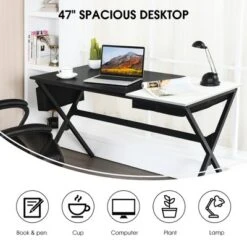 Costway Computer Desk Writing Study Laptop Table W/ Drawer & Storage Bag WalnutBlack -Homcom Furniture Shop GUEST 7071a6f7 089c 4af1 9589 26c2f27044d7