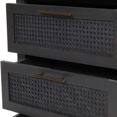 Newell Rustic Acacia Wood And Cane 3 Drawer Dresser Dark Gray - Christopher Knight Home 7 Newell Rustic Acacia Wood And Cane 3 Drawer Dresser Dark Gray - Christopher Knight Home - Image 5