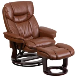 Emma And Oliver Multi-Position Recliner & Curved Ottoman With Swivel Wood Base -Homcom Furniture Shop GUEST 7182bfcb 4999 4e65 8947 057c2b17d16e