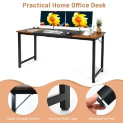 Costway 63'' Large Computer Desk Writing Workstation Conference Table Home Office -Homcom Furniture Shop GUEST 72a5ee21 3797 4798 8c96 fbb9d8ed1f0b