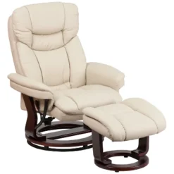 Emma And Oliver Multi-Position Recliner & Curved Ottoman With Swivel Wood Base -Homcom Furniture Shop GUEST 72ef1dc8 5767 43d4 8725 8af1b9d30a77