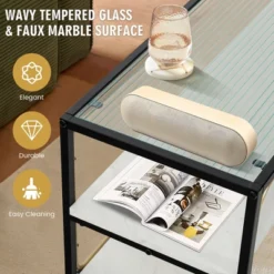 Costway 3-Tier TV Stand Entertainment Center For TV's Up To 50'' W/ Tempered Glass Top -Homcom Furniture Shop GUEST 739fc4cd 2ebf 47a5 9922 8f64c5491968