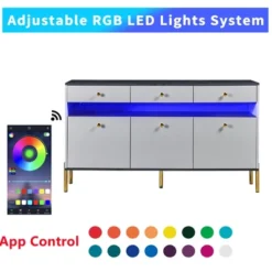 Contemporary Dressing Table With LED Lights And Marble Top, Gray - ModernLuxe -Homcom Furniture Shop GUEST 740aa840 f723 437e a394 13b8aa29e114