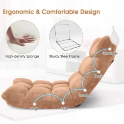 Costway Adjustable 14-Position Floor Chair Folding Lazy Gaming Sofa Chair Cushioned-Tan -Homcom Furniture Shop GUEST 742b807a b94b 4345 9ded 7ebe63a8dcd3