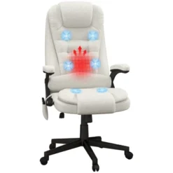 HOMCOM 6 Point Vibrating Massage Office Chair With Heat, Linen High Back Executive Office Chair With Reclining Backrest, Armrests -Homcom Furniture Shop GUEST 757abc31 8999 492e 8565 76935f48a5f4