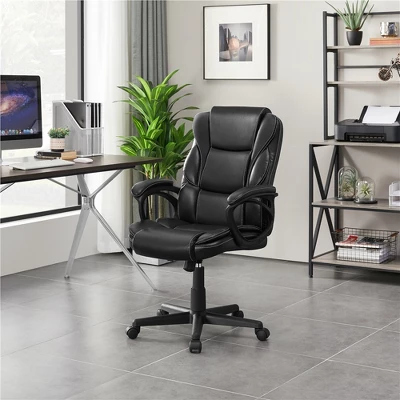 Yaheetech PU Leather Height Adjustable Office Chair With High Back,Black 3 Yaheetech PU Leather Height Adjustable Office Chair With High Back,Black