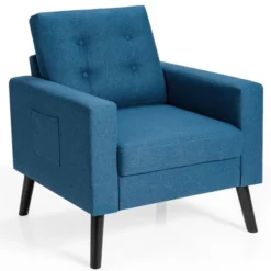 Modern Accent Armchair Upholstered Single Sofa Chair W/ 2-Side Pockets NavyBeigeGrey -Homcom Furniture Shop GUEST 761ec039 4fff 4847 bf5f f92069c69068
