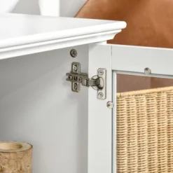 HOMCOM Modern TV Stand Cabinet For TVs Up To 60 Inches, Entertainment Center With Drawer And Glass Doors For Living Room, White -Homcom Furniture Shop GUEST 76d016b3 c97e 4f80 948e 088f19c893af