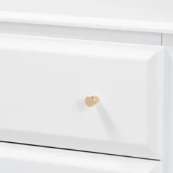 3 Drawer Naomi Wood Bedroom Chest White/Gold - Baxton Studio -Homcom Furniture Shop GUEST 777228b4 54b6 4080 83a0 10393b9c1f68
