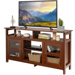Costway 58'' TV Stand Entertainment Console Center W/ 2 Cabinets Up To 65'' GreyBlackWalnut -Homcom Furniture Shop GUEST 77b7d427 1543 4a27 8080 ee7c08526cbb