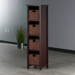 55.98" 5pc Milan Storage Shelf With Baskets Walnut - Winsome -Homcom Furniture Shop GUEST 78b8d9e2 7aaa 45fe 9b3e d5401b5cf0ca